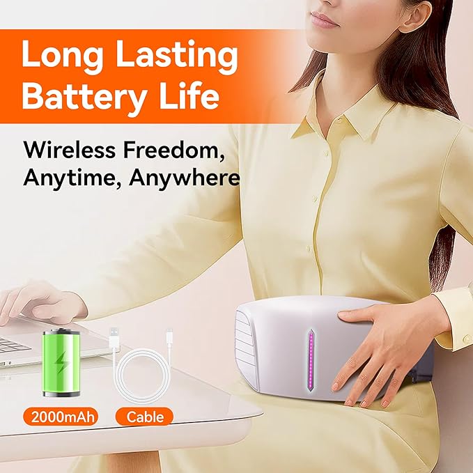 Double Disc Abdominal Massager with Heat Stomach Massager for Digestion Belly Cellulite Massage for Flattening Belly Relieves Discomfort Caused by Bloating ConstipationStomach Pain (White)