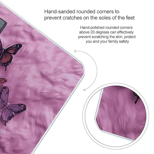 Butterflies are on Purple Background Scale for Body Weight Digital Bathroom Scale Precision Smart Weighing Scales with Clear LED Display Accurate High Precision Scales Weighing Machine