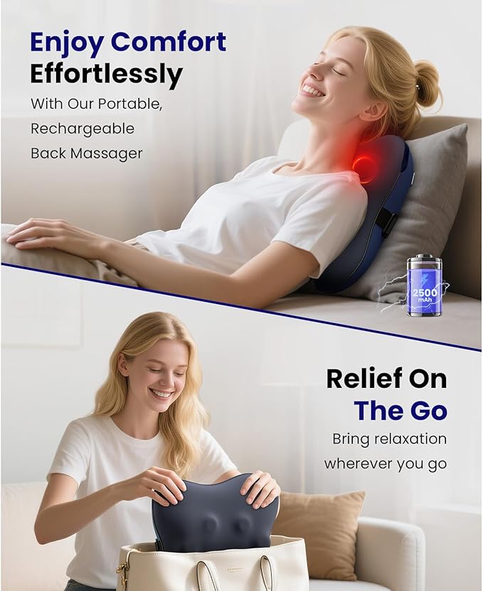 BOB AND BRAD Cordless Back Massager with Heat and A7 Massage Gun with 11mm Amplitude