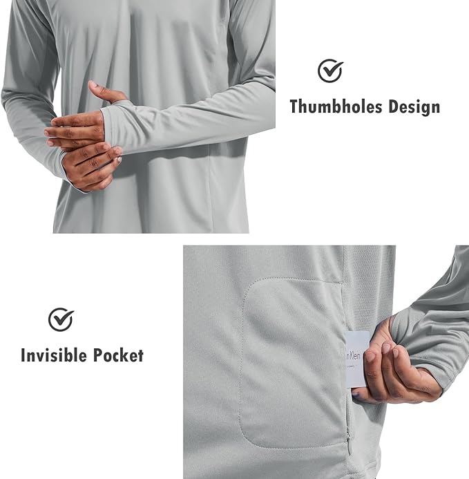 baleaf Men's Sun Protection Hoodie Shirt UPF 50+ Long Sleeve UV SPF T-Shirts with Mask Rash Guard Fishing Lightweight