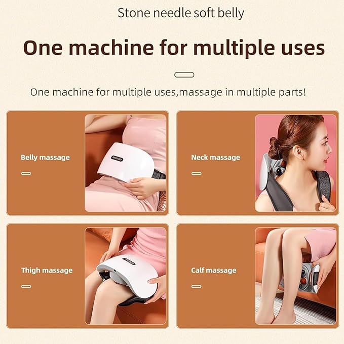 Abdominal Massager Electric Stomach Tummy Anti Cellulite Remover Machine 3 Levels Intensity and 5 Modes Adjustable Forward and Reverse Kneading for Flatulence and Period Cramps