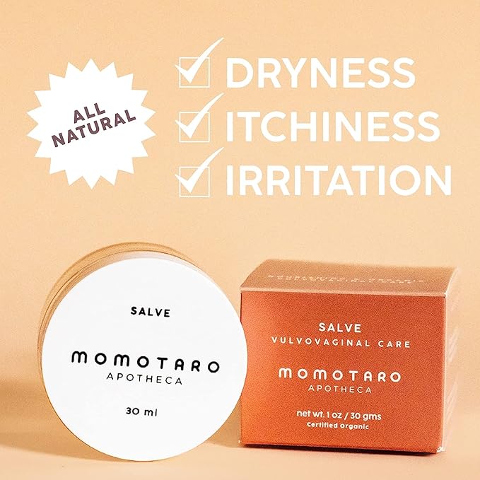 MOMOTARO APOTHECA Vaginal Moisturizer Organic Vulva Salve &amp Organic Probiotic for Women Vaginal &amp Digestive Supplement Set - Soothing Balm Vulvovaginal Dryness Odor Itching Burning Redness