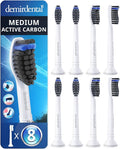 demirdental Active Charcoal Medium Replacement Brush Heads Compatible with Philips Sonicare – White Toothbrush Heads for Natural &amp Precision Cleaning – Replaces HX9058m – 8 Pack