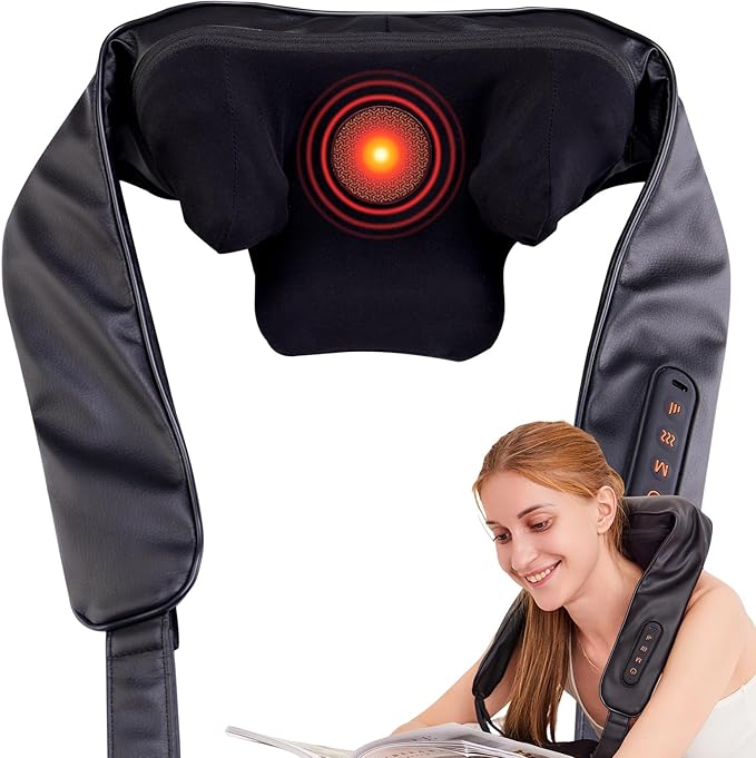 Neck and Shoulder Massager for Pain Relief Deep Tissue Lower Back Massage Cordless Neck and Back Massager with Heat Electric for Pain Relief Shiatsu Chair Office Home Car Gift
