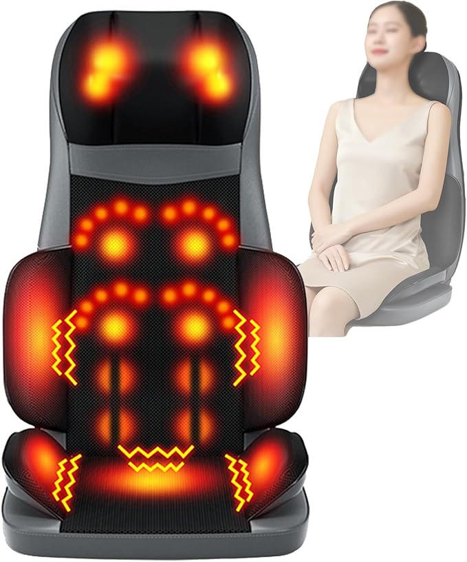 Back MassagerShiatsu Neck And Back Massager3 Level Intensity Adjustment Constant Temperature Warm Compress 10 Sets Kneading Heads Suitable For Home And Office Use