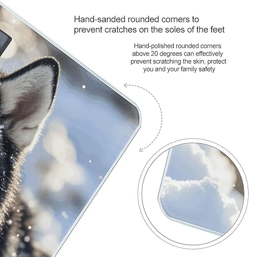 Dog in The Snow Digital Bathroom Scale for Body Weight Weighing Scale with Backlit LCD Display High Precision Measurements &amp Measures Weight Up to 180kg