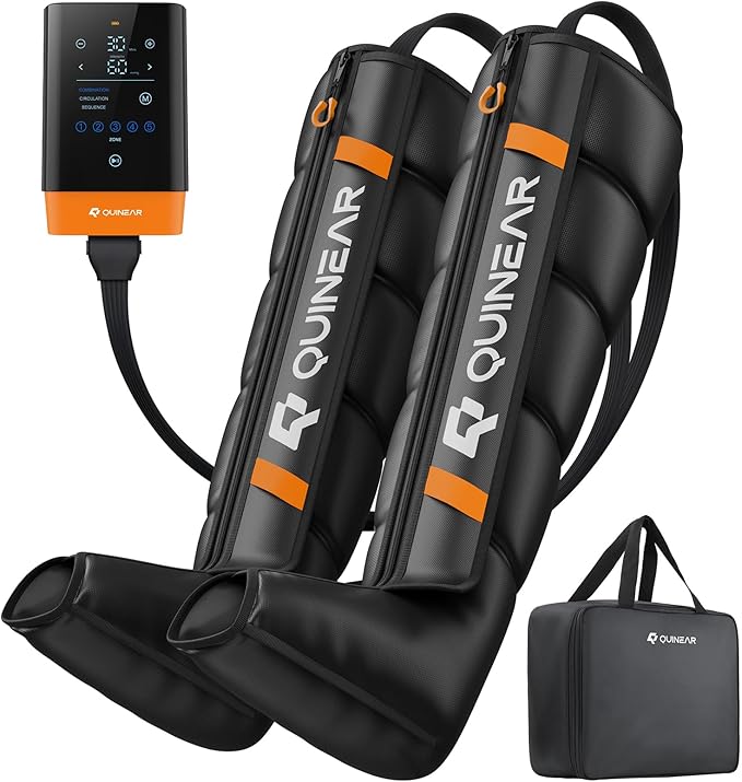 QUINEAR Cordless Leg Recovery System with 5-Zone Air Compression Leg Massager for Circulation with 11 Levels &amp 3 Modes Compression Boots for Athletes Officer Elderly(Small)