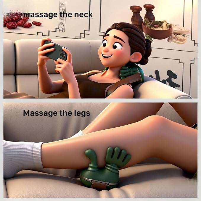 Hand and Neck Massager There Palm Massager Electric Finger Massager for Neck and Back deep Tissue with Heating and Traction Functions