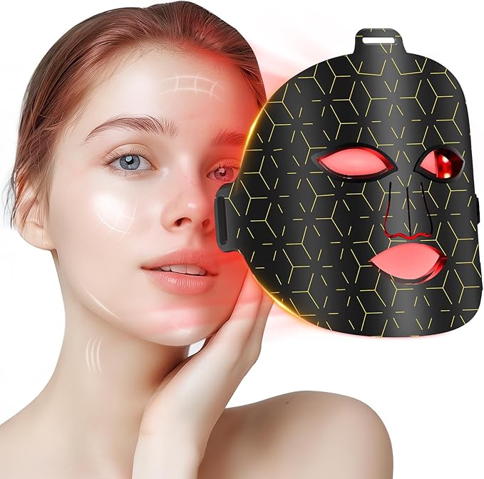 Red Light Therapy for Face 8 Modes Portable Led Face Mask Light Therapy with Remote Near-Infrared 850nm Wavelength with Timing Function for Anti-Aging Skincare at Home Travel