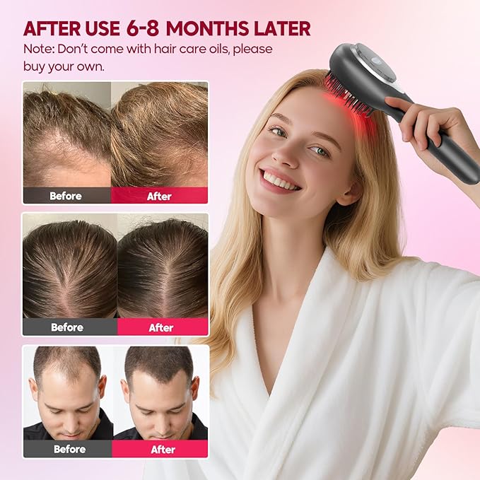 Morfone Upgrade 3 in 1 Electric Scalp Massager Brushes Hair Oil Applicator IPX7 Waterproof Scalp Massager Comb Cordless &amp Portable Adjustable Modes for Men Women (Gray)