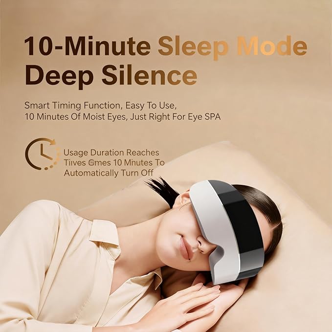 DAROMA Eye Massager with Heat &amp Steam 3-in-1 Steam Eye Mask for Dry Eyes Adjustable Mist &amp 4 Massage Modes 14 Soft Silicone Heads Music &amp Gift