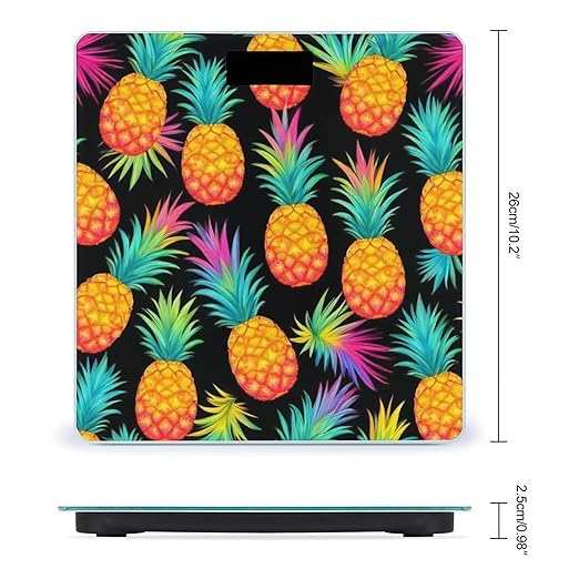 Digital Bathroom Weighing Scale Energy Saving Scale Smart Scale for Body Weight Watercolor Pineapple Tropical Palm Leaves