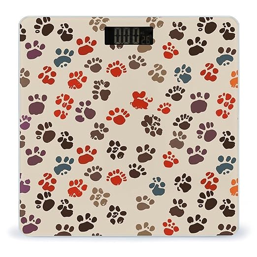 Cartoon Paw Prints Scale for Body Weight Anti-Slip Tempered Glass Digital Bathroom Scales Clear LCD Display Weighing Scale Safe Rounded Corners Smart Scales