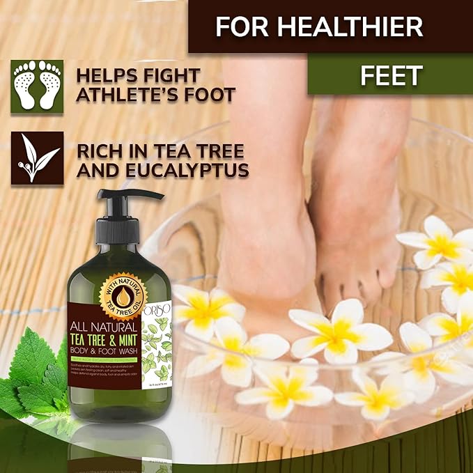 Tea Tree Oil Body Wash and Tea Tree Oil Body Wash with Mint - Helps Athletes Foot - Eczema - Toenail Fungus - Body Odor - For Hydrating Sensitive Skin