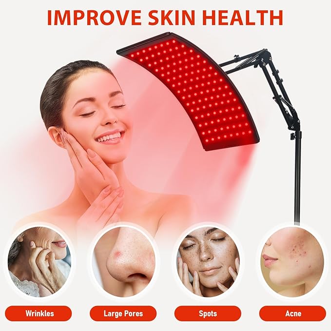 Red Light Therapy Lamp for Body Infrared Light Therapy Lamps with Stand 660nm Red Light &amp850nm Near Infrared Light Therapy Lamp Device for Body at Home with Eyes Protection Goggles（Brown Black）