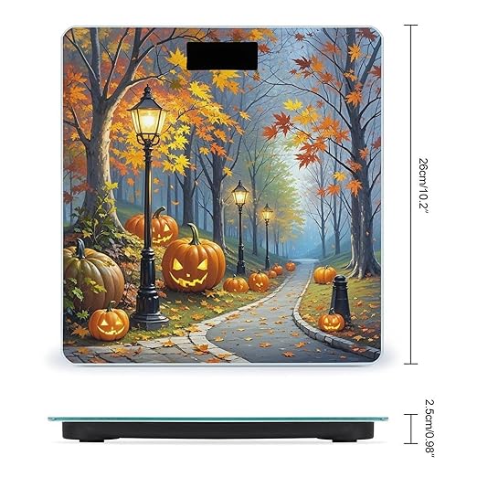Pumpkin Autumn Scenery Scale for Body Weight Highly Accurate Digital Bathroom Body Scale Digital Bathroom Scales for People Anti-Slip Large LCD Display Smart Scales