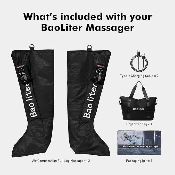 Leg Compression MassagerSequential Pressure Boots with HeatCordless Air Compression Recovery System for Athletes - Circulation and Edema RLS Swelling Pain Relief