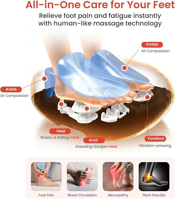 COMFIER Shiatsu Foot Massager with Heat Kneading RollingVibration CompressionRemote ControlFoot Massage for NeuropathyPlantar FasciitisSize 13“