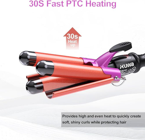 1 Inch Three Barrel Curling IronFast Heating Hair Crimper for WomenCrimper Hair Tool with LCD Temperature Display60 Min Auto-Off Hair WaverDual Voltage WaverHair Tool