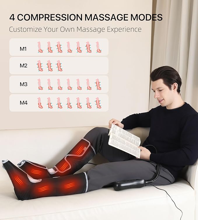 ALLJOY Leg Massager for Circulation and Pain Relief FSA Gifts for Dad Mom Mothers Day Fathers Day Leg Massager with Heat and Compression Helpful for Vericose Veins Fatigue Cramps Swelling Edema