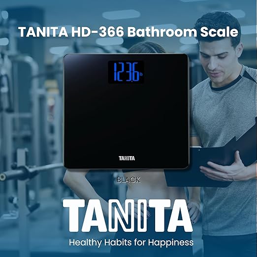 Tanita HD-366 Digital Weight Scale - 440 lbs Capacity - Japan Technology Accurate Digital Weight Scale - Step On Operation Stylish Design with Reverse Blue Lit LCD Display &amp 8mm Thick Tempered Gl