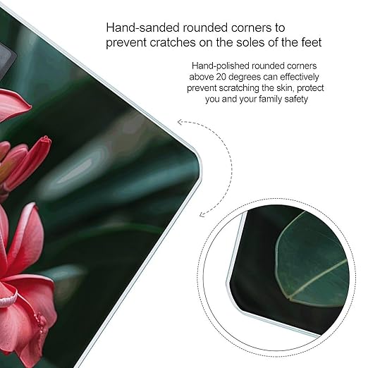 Plumeria Bathroom Scale Large LCD Backlight Display Digital Scale Rounded Corners Body Scales Automatic Power On/Off Bathroom Scales for Home Bedrooms