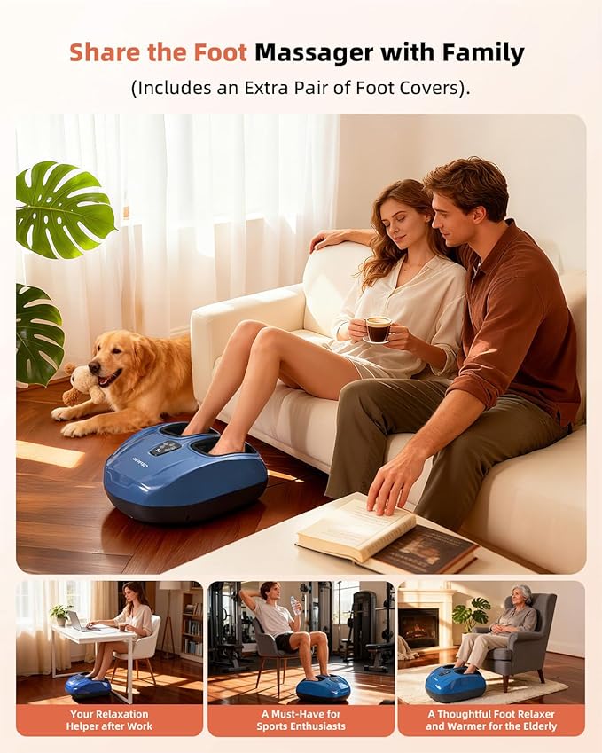 Foot Massager with Heat Shiatsu Deep Kneading Foot Massager Plantar Fasciitis Massager and Heat for Plantar Fasciitis Neuropathy Suitable for Women Men Fits Up to 13 (Light BlueCorded)