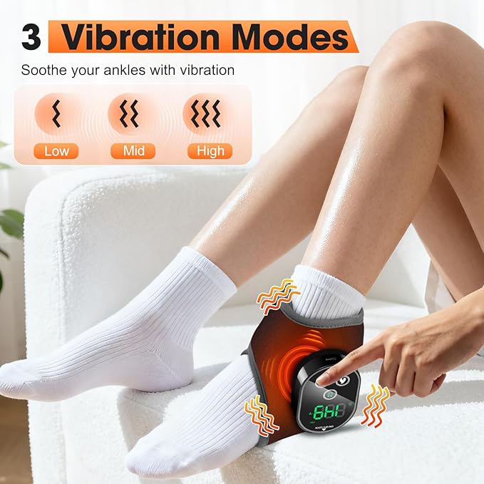 2PCS Cordless Foot and Ankle Massager with Heat Ankle Heating Pads Rechargeable Heated Foot Brace Wrap 3 Vibration and 4 Heating Modes