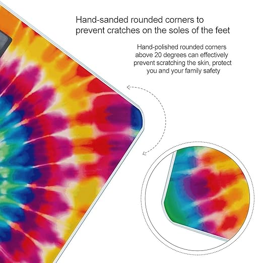 Tie Dye Pattern Weight ScaleClear LED Display Bathroom Digital Weighing ScaleTempered Glass Digital Bathroom Scale for Body Weight Capacity Up to 400 Lbs