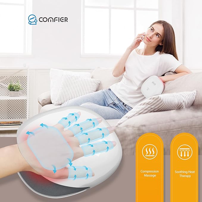 COMFIER Wireless Hand Massager with Heat &amp CompressionHand Massager for Arthritis and Carpal Tunnel3 Levels Compression &amp HeatingRechargeableChristmas Gifts for WomenMenMom