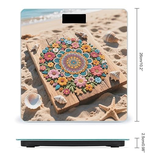 Digital Bathroom Scale for Body Weight Scale with Bright LCD Display High Accuracy Step-On Technology Auto On/Off Boho Floral Mandala Digital Scales 400 Lbs /180kg
