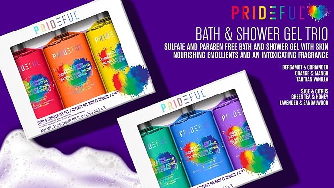 Prideful 3pc Scented Bath &amp Shower Gel Set (265ml) X 3 (Sage &amp Citrus Green Tea &amp Honey Lavender &amp Sandalwood)