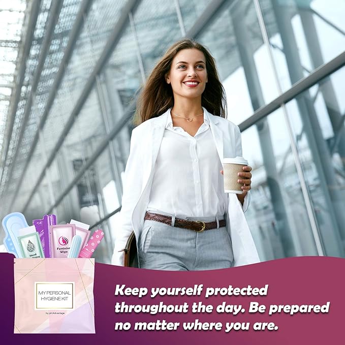 Light Rose Style Menstrual Kit All-in-One 60 Pack | Convenience on The Go | Period Kit Pack for Travelling Tweens &amp Teenagers or just When You’re Out | Individually Wrapped Feminine Hygiene Produ
