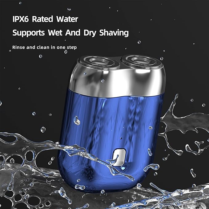 New Model Mini Dual-Head Electric Shaver Upgrade Pocket Shaver Washable Double Head Razor USB Mini Portable Razor Rechargeable Waterproof Compact (Four Color) (Sliver)