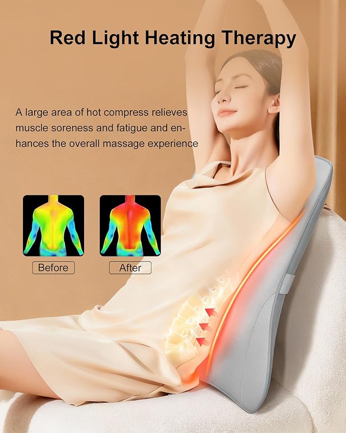 Full Back Massager with Heat – Rechargeable Cordless Back Massager for Pain Relief &amp Deep Tissue 3D Kneading Neck Shoulder Waist Massage for Home Office Car Gifts for Men &amp Women
