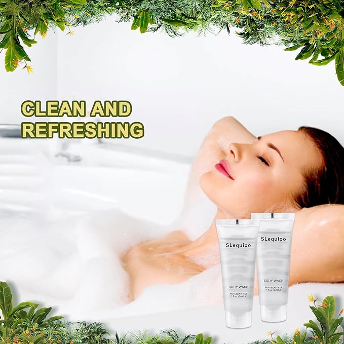 Travel Size Body Wash (1 fl oz 100 Pack) Refreshing Hotel Body Wash Mini and Small Size Guest Hotel Toiletries in Bulk