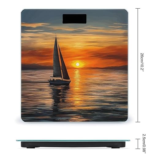Sunrise Sailing Boat Bathroom Scale Large LCD Backlight Display Digital Scale Rounded Corners Body Scales Automatic Power On/Off Bathroom Scales for Home Bedrooms