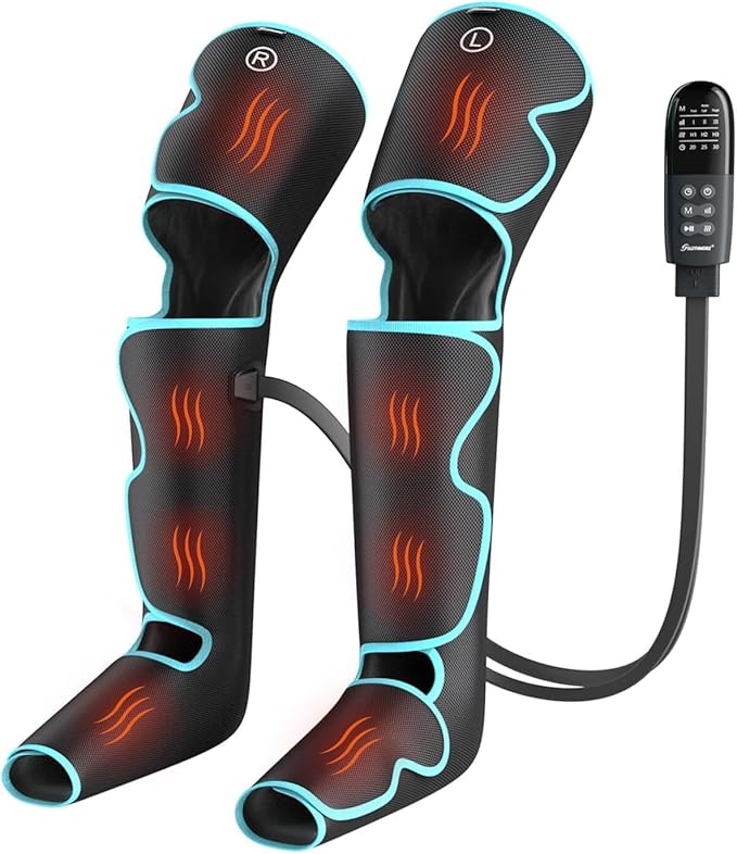 SLOTHMORE Leg Massager with Air Compression for Circulation 3-in-1 Full Leg Heating for Foot Calf Thigh 4 Modes 4 Intensities 2 Heat Levels Compression Device for Swollen Legs RLS Pain Relief