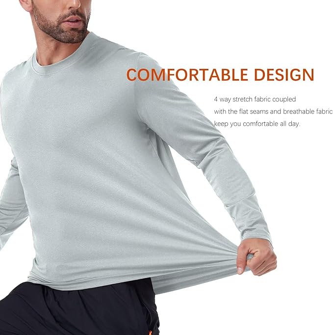 6/7 Pack Men's Quick Dry Long Sleeve Shirts UPF 50+ UV Sun Protection SPF Shirt Moisture Wicking T-Shirt for Casual Workout