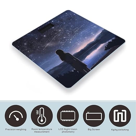 Girl Looking at Stars Digital Bathroom Scale for Body Weight Weighing Scale with Backlit LCD Display High Precision Measurements &amp Measures Weight Up to 180kg
