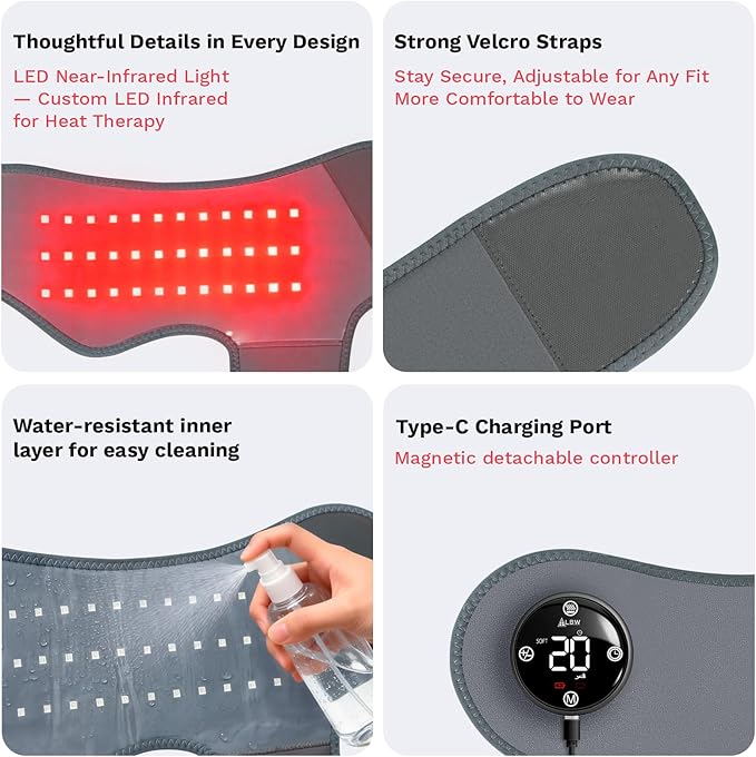 Large Fit Pro Foot Massager – Red-Light Therapy 5-Level Graphene Heating 6 Modes × 3 Intensities Waterproof Inner Liner &amp 90-Min Rechargeable BatteryMulti-Area Use for Ankle Knee Back Neck