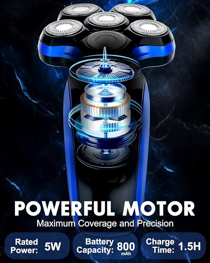 Head Shavers for Bald Men - Magnetic 7D Detachable Head Shaver 100% Waterproof Wet Dry Rechargeable Cordless Electric Razor Rotary Shavers with LED Display Fast Charging