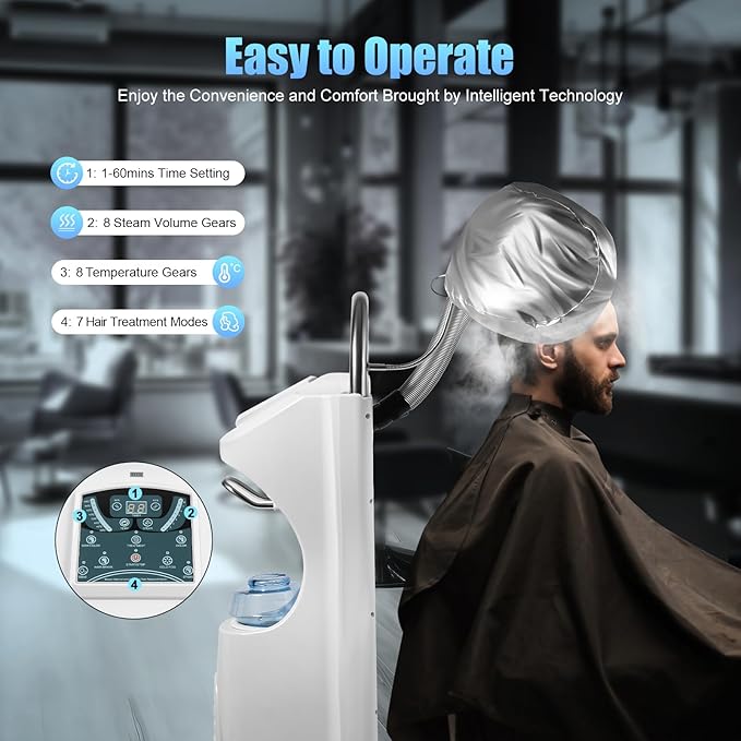 Professional Hair Steamer Hair Dryer Cold Fog &amp Styling Functions Adjustable Nano Steam Hair Treatment Machine for Coloring Moisturizing Split Ends Repair Oil Baking and Salon Use