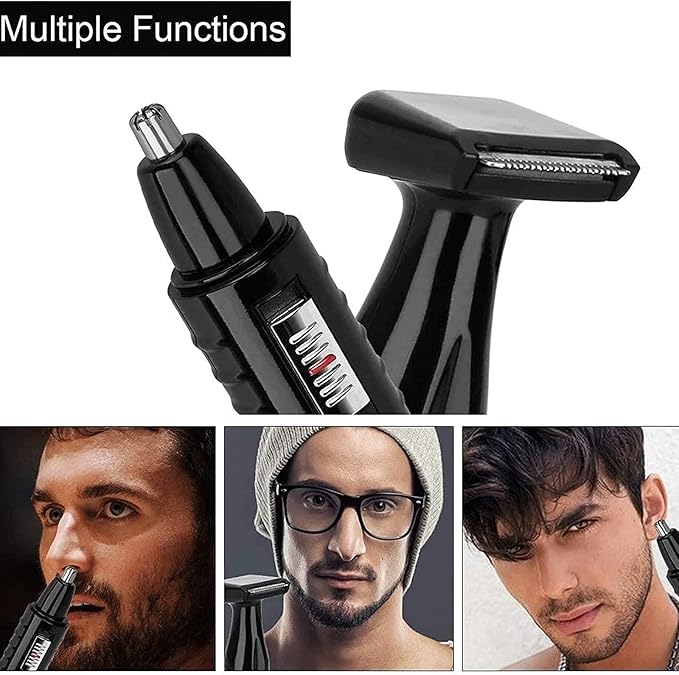 Water Resistant Stainless Steel Nose and Ear Hair Trimmer with LED Light Suitable for Men's Nose Hair Trimming