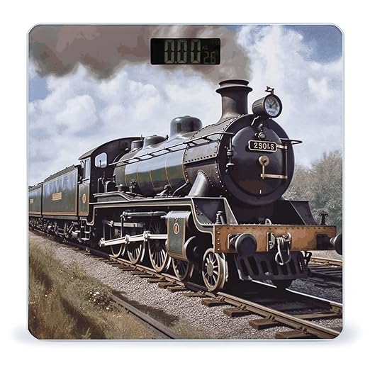Steam Locomotive Train Bathroom Scale for Body Weight Bathroom Weighing Scale with Backlit LCD Display Highly Accurate Measures Weight Up to 180kg