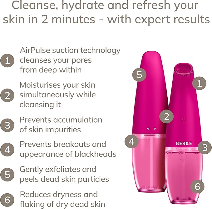 GESKE SmartAppGuided™ Aqua-Stream Face Cleanser | 8 in 1 | Deep Pore Cleansing | Impurities Prevention | Blackhead Extraction | Reduce Red &amp Dry Skin | Use with Our Aqua-Stream Solution