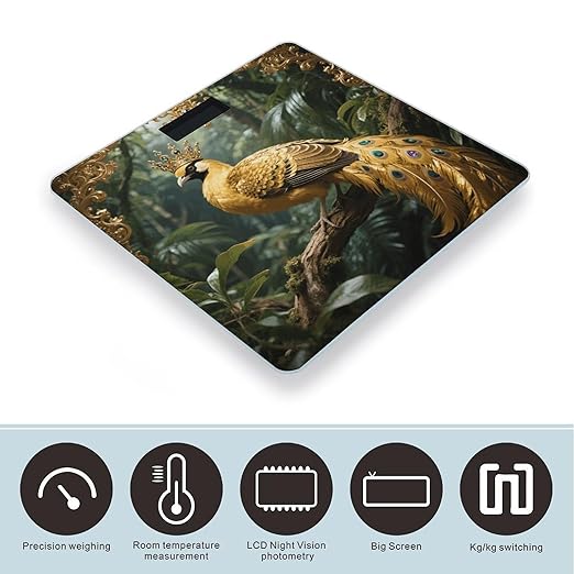 Golden Bird Bathroom Scale for Body Weight LCD Display Digital Bathroom Scale Tempered Glass Bathroom Weight Scales Fashion Smart Scales for Home Bedroom 400 Lb