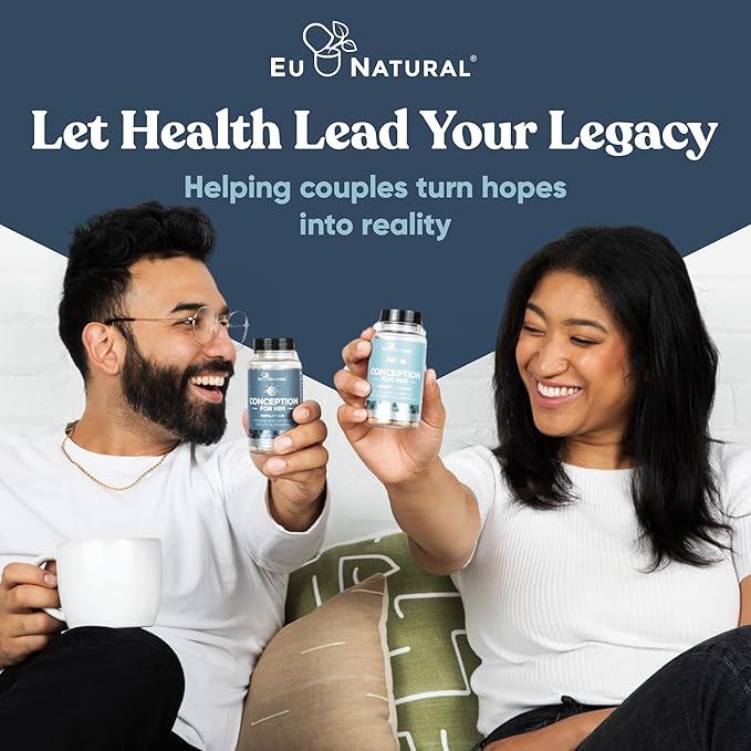 Eu Natural Conception for Him - Male Fertility Supplements with Ashwagandha Folate &amp Zinc - Sperm Count Motility &amp Strength Support - Fertility Support for Men 60 Vegetarian Capsules