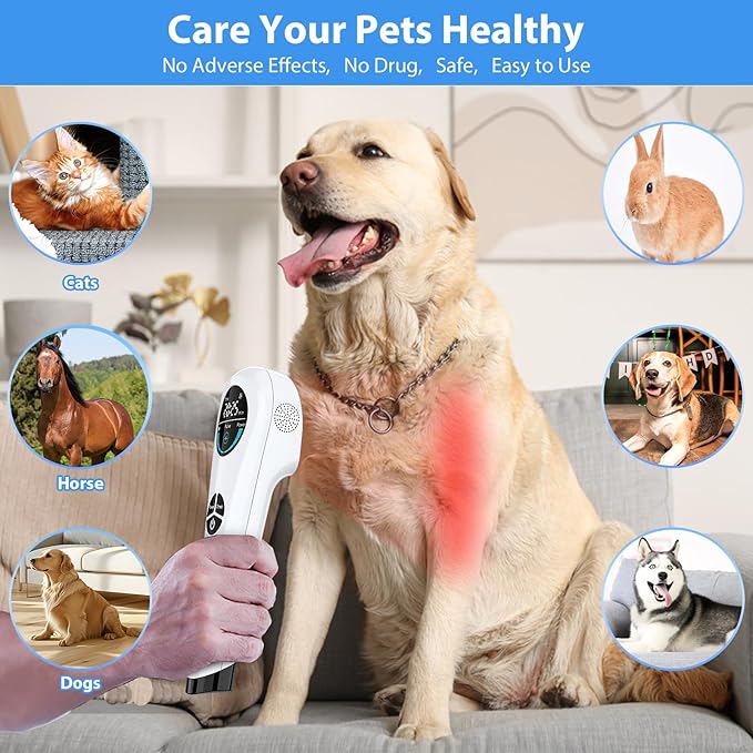 Cold Laser Therapy Device for Humans &amp Dogs 4 x 808nm and14 x 650nm Handheld Red Light and Near Infrared Light Therapy Devices with Stand Red Light Therapy Wand for Pain Relief Joint Muscle Pa