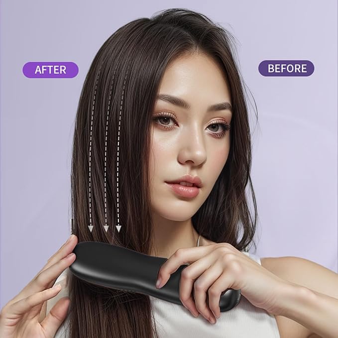 Hair Straightener - Portable Straightening Brush Cordless USB Rechargeable Styling Tool | Ceramic Hairdressing Comb For Travel Blowout Holiday Salon Home Wedding Bridal Spa Party Summer Holiday Daily